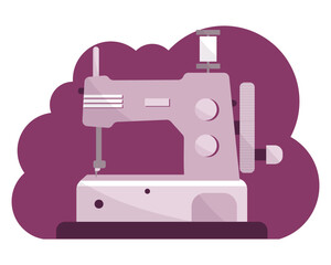 Flat vector illustration of sew machine icon
