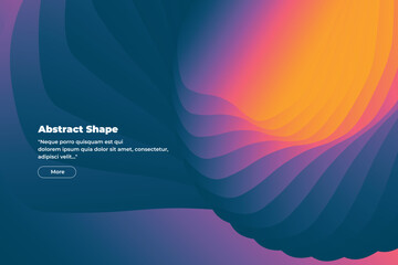 Abstract illustration in the form of gradient dark blue, purple, pink and orange lines overlapping each other on a gradient orange, pink, purple background