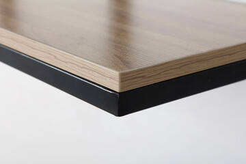 Details of wood and metal. Metal shelf