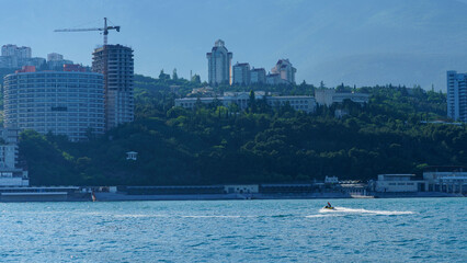 Yalta, Crimea. Seascape overlooking the city's coastline.