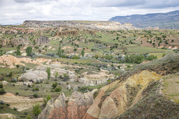 Fototapeta na wymiar Rock formations in Pancarlik Valley, Ortahisar, Ürgüp, Nevşehir, Cappadocia, Turkey