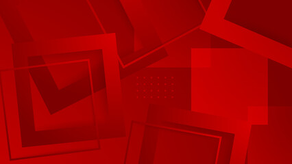 Fototapeta premium Abstract red background with geometric shapes and space for text.