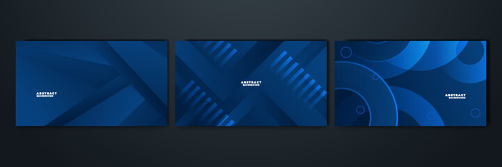 Fototapeta premium Modern professional blue vector abstract technology business background with lines and geometric shapes. Dark blue abstract background for business presentation, social media template, poster, and ads