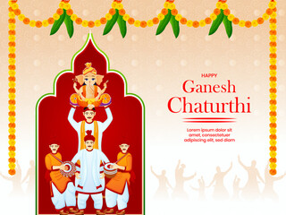 eople welcomes lord ganesha with full of joy and happiness. Happy Ganesha Chaturthi.