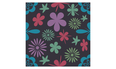 Repeated pattern, floral pattern, flowers Leaves vector design, for allover print, Background textile febric print 