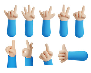 Fototapeta premium 3D rendering hand pose illustration set