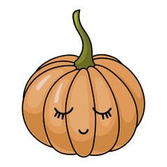 Cartoon vector pumpkin illustration. Vector drawing halloween. Kids party. Cute pumpkin