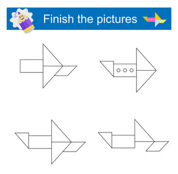 Activity for kids. Finish the pictures so that they all look the same. Vector illustration