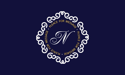 Elegant logo and monogram design with exclusive letter N in center on dark background, vector template