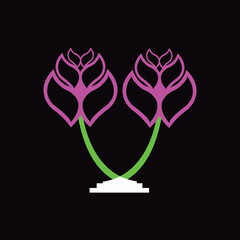 Pink flower vector logo design