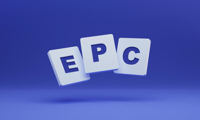 Energy Performance Certificate Illustration - Vector image of EPC logo with ratings colors - Effective and ineffective insulation concept (Low and High power consumption)