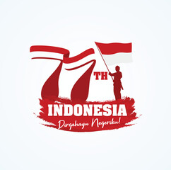 77 Dirgahayu Indonesia 17 Agustus, (Translated: Happy Independence Day of Indonesia. August 17). Logo design. Vector Illustration.  