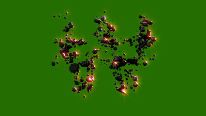 Fototapeta premium dark stones with red lighting won sign - cosmic burning rocks font, isolated - object 3D rendering