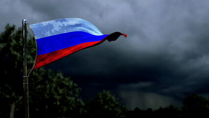 Russia flag for any holiday on dark storm cumulus - abstract 3D illustration