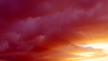 red and golden romantic sundown clouds backdrop - abstract 3D illustration