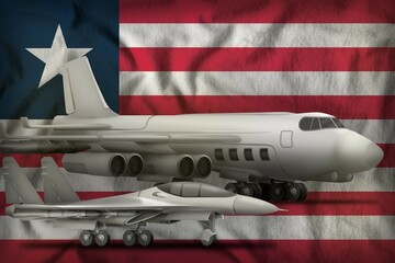 Liberia air forces concept on the state flag background. 3d Illustration