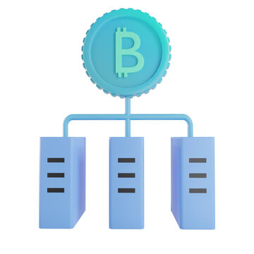 3d bitcoin illustration server