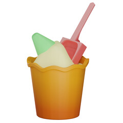 3d summer icon sand bucket