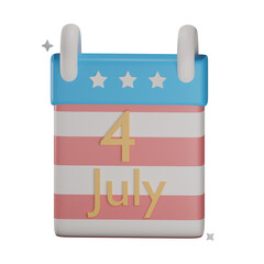3d USA independence day calendar