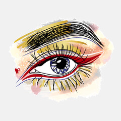 Eye makeup, eye shadow in gold, fashion