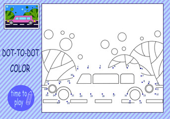 children's educational game. logic tasks. mathematics. coloring book. connect the dots. cars.