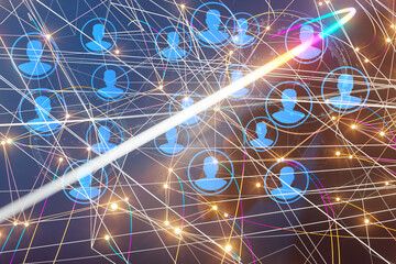 Abstract technology group and data 3d