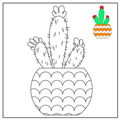 children's educational game. logic tasks. coloring book.cactus.