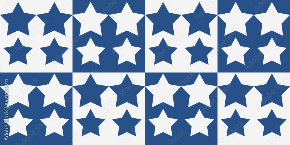 Aufkleber blue and white stars. vector pattern of stars. seamless and repeating chess pattern.