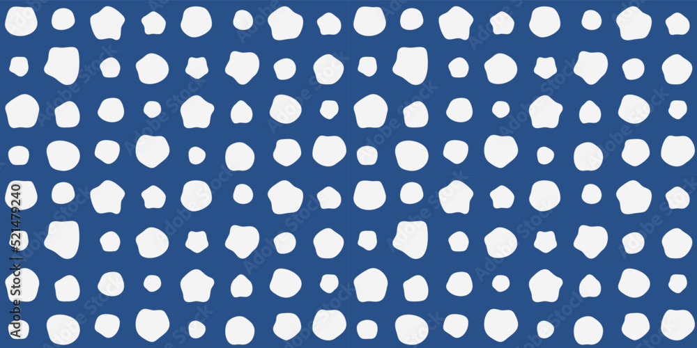 Poster blue background and white roundness. vector hand drawn white dot pattern.
