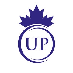 Letter UP Maple Leaf Logo Template Symbol Canadian Business, Company Logo Concept Vector Template