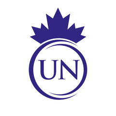 Letter UN Maple Leaf Logo Template Symbol Canadian Business, Company Logo Concept Vector Template