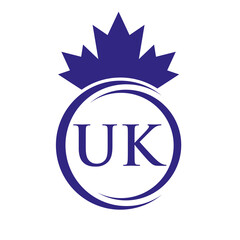 Letter UK Maple Leaf Logo Template Symbol Canadian Business, Company Logo Concept Vector Template