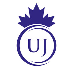 Letter UJ Maple Leaf Logo Template Symbol Canadian Business, Company Logo Concept Vector Template