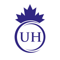 Letter UH Maple Leaf Logo Template Symbol Canadian Business, Company Logo Concept Vector Template