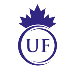 Letter UF Maple Leaf Logo Template Symbol Canadian Business, Company Logo Concept Vector Template