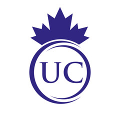 Letter UC Maple Leaf Logo Template Symbol Canadian Business, Company Logo Concept Vector Template