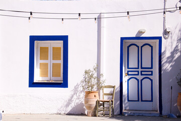 Fototapeta na wymiar Typical mediterranean house in Zia Village, Kos Island, Greece in 2022.