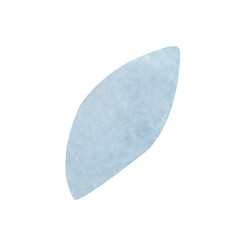 Simple watercolor blue leaf clipart on white background.