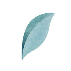 Simple watercolor green leaf clipart on white background.