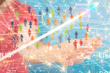 Global network. Blockchain. 3D illustration. Neural networks and artificial intelligence. Abstract