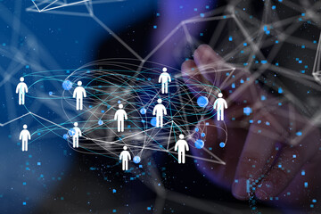 Abstract technology group and data 3d