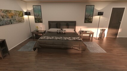 3D-illustration of an empty hotel room from vacation