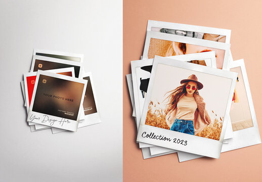 Instant Pictures Mockup Messy Stack