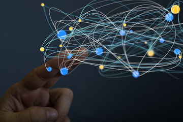 Global network. Blockchain. 3D illustration. Neural networks and artificial intelligence. Abstract