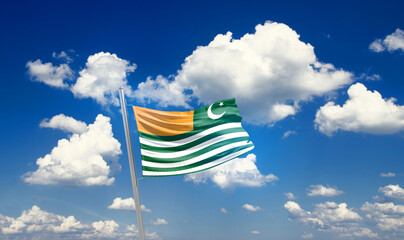 Kashmir national flag cloth fabric waving on the sky - Image