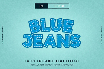 Blue jeans editavle text effect, retro style 