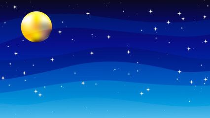 夜　満月　月見　風景　背景　壁紙　イラスト