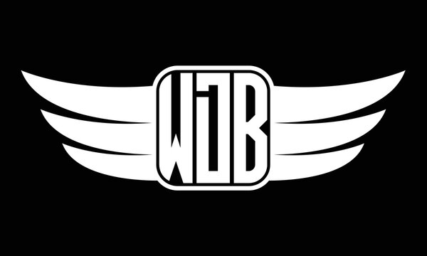 WDB three-letter Wing logo design. flying Vector template