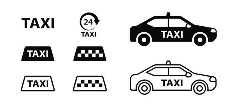 Taxi Car Vector Icon Set