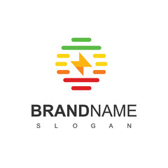 Electric Logo using Bolt And Circle Battery Bar Icon